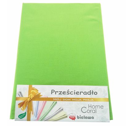 Prześcieradło bawełniane bez gumki 160x200 rubin jasnozielone