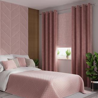 Zasłona gotowa na przelotkach VELVI 140x230 ciemnopudrowa