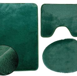 Dywanik łazienkowy 3-częściowy LOMBOK Euromat puszysty butelkowy zielony