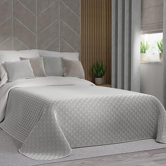 Narzuta dekoracyjna VELVI 170x210 pikowana w geometryczny wzór pastelowy szary