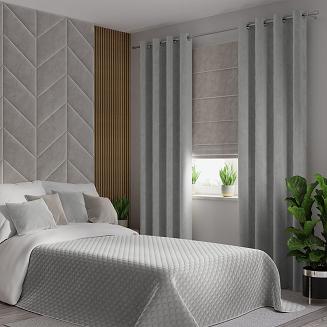 Narzuta dekoracyjna VELVI 170x210 pikowana w geometryczny wzór pastelowy szary