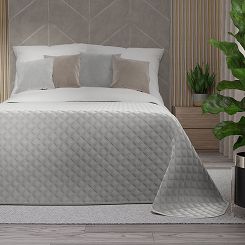 Narzuta dekoracyjna VELVI 170x210 pikowana w geometryczny wzór pastelowy szary