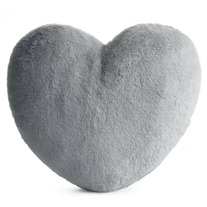 Poduszka dekoracyjna HEART 45x45 Eurofirany srebrna futrzana