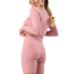Spodenki damskie biker shorts kolarki z wysokim stanem kod 3006 antyczny róż