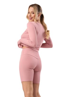 Spodenki damskie biker shorts kolarki z wysokim stanem kod 3006 antyczny róż