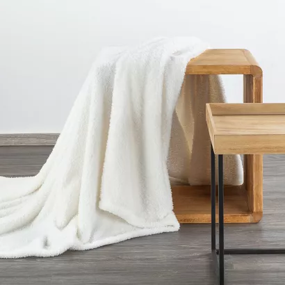 Koc narzuta LORI 150x200 Design91 biały miękki i puszysty