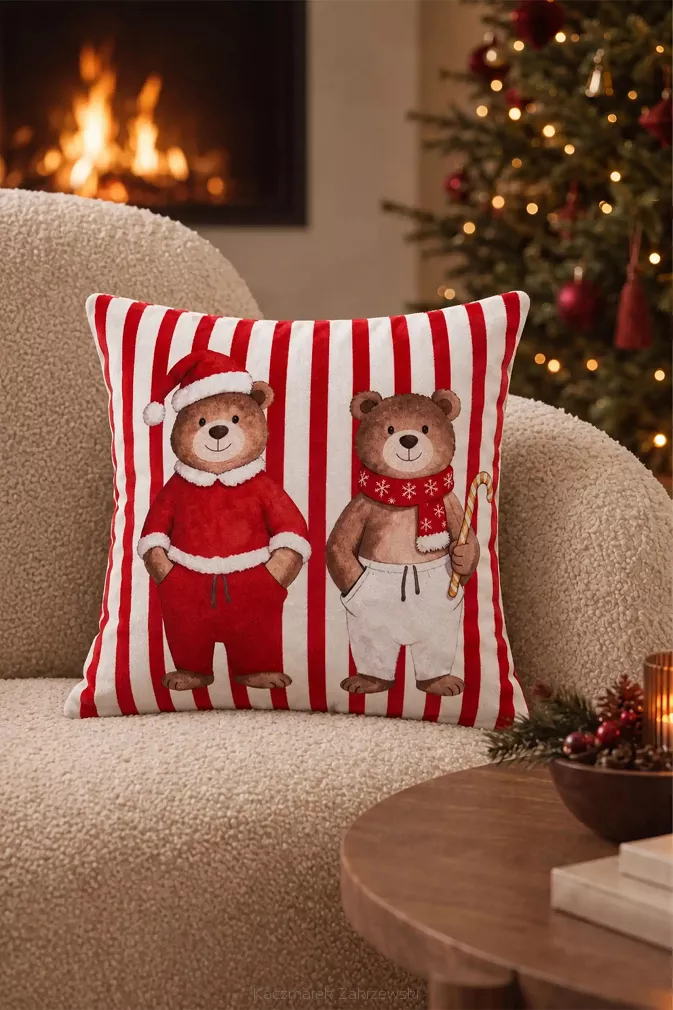 Welurowa Poszewka Świąteczna PYJAMA BEARS