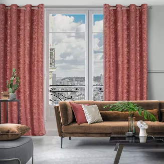 Zasłona gotowa na przelotkach OCTAVIA 140x250 Eurofirany ciemnoróżowy
