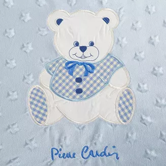 Koc Pierre Cardin BABY4 80x110 Pierre Cardin Eurofirany niebieski biały gwiazdki miś