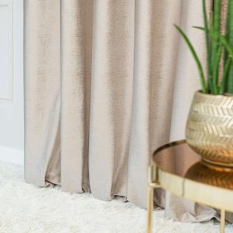 Zasłona gotowa na przelotkach ELEONORA 140x250 ciemnokremowa ze złotym nadrukiem