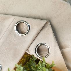 Zasłona gotowa na przelotkach ELEONORA 140x250 ciemnokremowa ze złotym nadrukiem