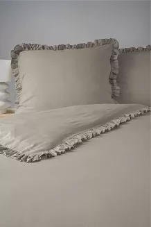 Pościel Bawełna Taupe Pure /160/ Z Falbaną