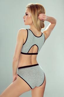 Top damski z wycięciem na plecach Sofia szary czarny
