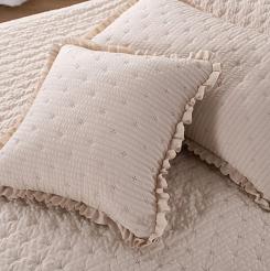Poszewka karbowana struktura do narzuty Amour 45x45 beżowa pikowana z falbanką
