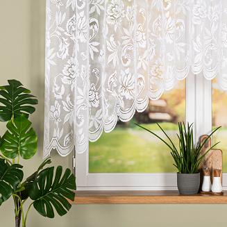 Firanka żakardowa gotowa odpasowana na żabki BARBARA 300x140 biała