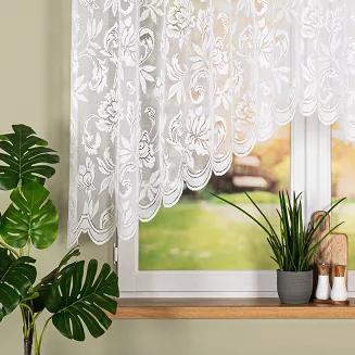 Firanka żakardowa gotowa odpasowana na żabki BARBARA 300x140 biała