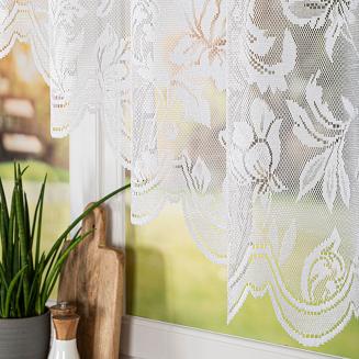 Firanka żakardowa gotowa odpasowana na żabki BARBARA 300x140 biała