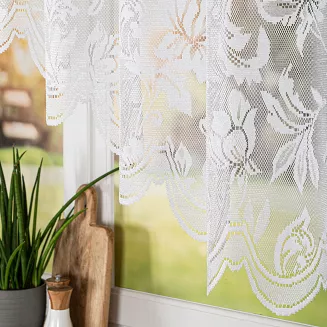 Firanka żakardowa gotowa odpasowana na żabki BARBARA 300x140 biała