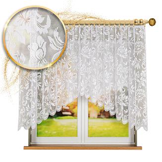 Firanka żakardowa gotowa odpasowana na żabki BARBARA 300x140 biała