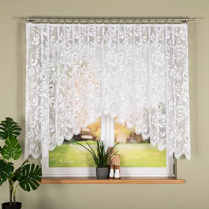 Firanka żakardowa gotowa odpasowana na żabki BARBARA 300x140 biała
