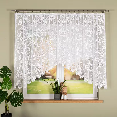 Firanka żakardowa gotowa odpasowana na żabki BARBARA 300x140 biała