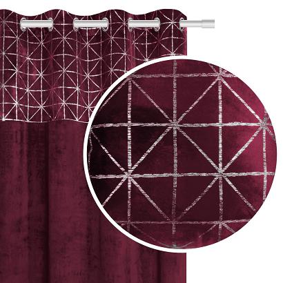 Zasłona gotowa na przelotkach GLOSSY 140x250 welurowa półzaciemniająca bordowa