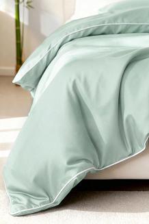 Pościel bambusowa 220x200 szałwiowa z białą bizą