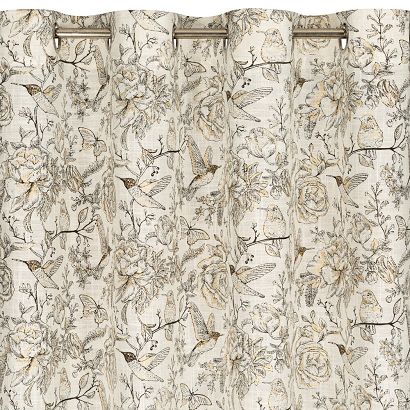 Zasłona gotowa na przelotkach LUCINA 140x250 Eurofirany beżowa z motywem botanicznym
