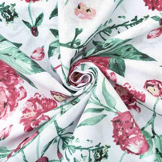 Pościel bawełniana PEONY LIGHT 200x220 biała różowe peonie