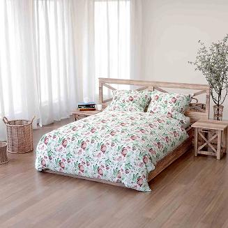 Pościel bawełniana PEONY LIGHT 200x220 biała różowe peonie