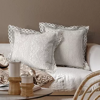 Poszewka dekoracyjna MIRELLA 40x40 Eurofirany biała ażurowa