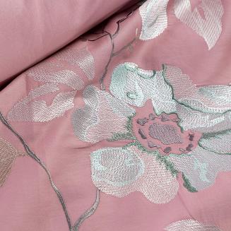 Pościel haftowana HAFT6 160x200 Eurofirany kwiaty pudrowa srebrna