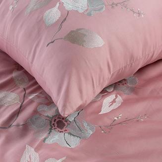 Pościel haftowana HAFT6 160x200 Eurofirany kwiaty pudrowa srebrna