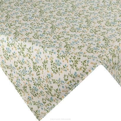 Obrus dekoracyjny wodoodporny TARA 140x180 Eurofirany kremowy zielony niezapominajki