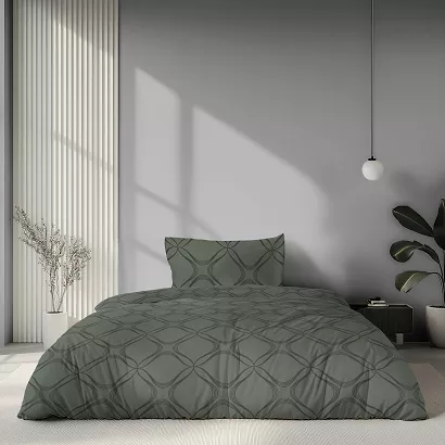 Pościel satynowa Home Satin 140x200 szałwiowa abstrakcyjna geometria