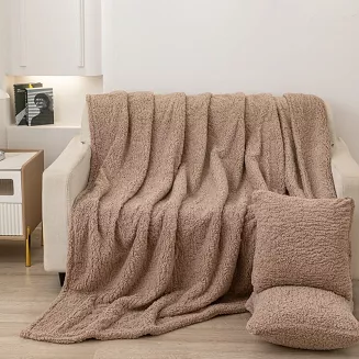 Koc narzuta Dreamy boucle 150x200 brązowy miękka bukla+baranek