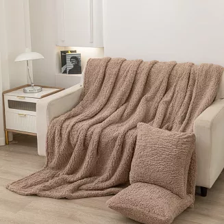 Koc narzuta Dreamy boucle 150x200 brązowy miękka bukla+baranek