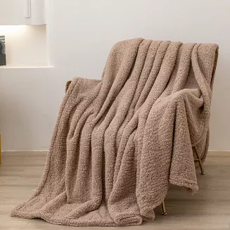 Koc narzuta Dreamy boucle 150x200 brązowy miękka bukla+baranek