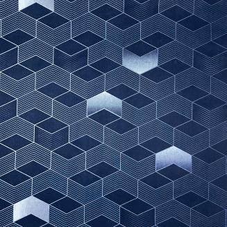 Pościel bawełniana 160x200 granatowa biała heksagonalna elegancja