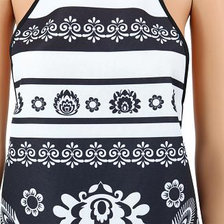 Fartuch kuchenny łowicki folklor czarny biały