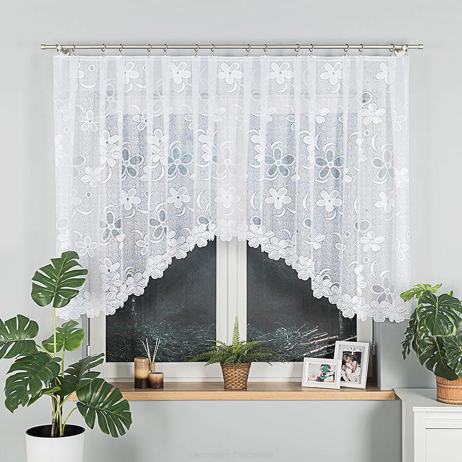 Firanka żakardowa gotowa na żabki RENATA 300x130 biała