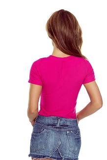 Koszulka damska t-shirt z prążkowanej dzianiny Leana Eldar amarantowa