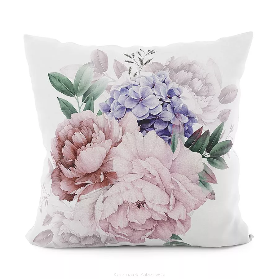 Poszewka dekoracyjna PEONI 40x40 welwetowa wielokolorowa w peonie