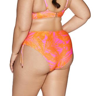 Strój kąpielowy dół majtki figi SK 214/2 różowe pomarańczowe w liście