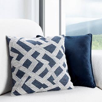 Poszewka dekoracyjna DALIA 43x43 Eurofirany granatowa kremowa geometryczna abstrakcja