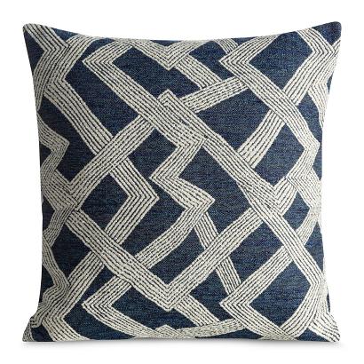 Poszewka dekoracyjna DALIA 43x43 Eurofirany granatowa kremowa geometryczna abstrakcja