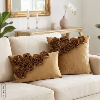 Poszewka dekoracyjna FLORES 30x50 Eurofirany miodowy