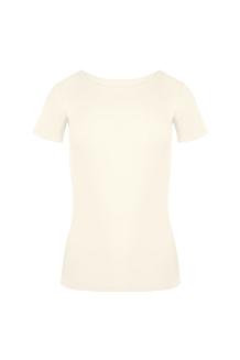 Gładka bluzka damska z krótkim rękawem CARLA kolor: ecru