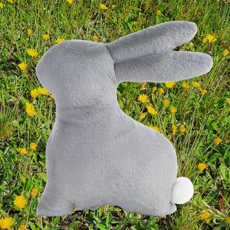 Poduszka dekoracyjna WIOSNA 35x39 Eurofirany srebrny wielkanocny króliczek zajączek