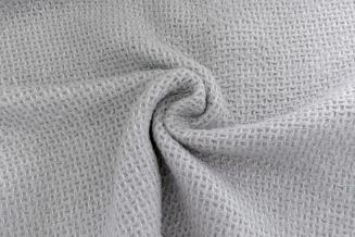 Koc bawełniano-akrylowy PURE 150x200 jasnoszary jacquard gofrowy wzór z frędzlami